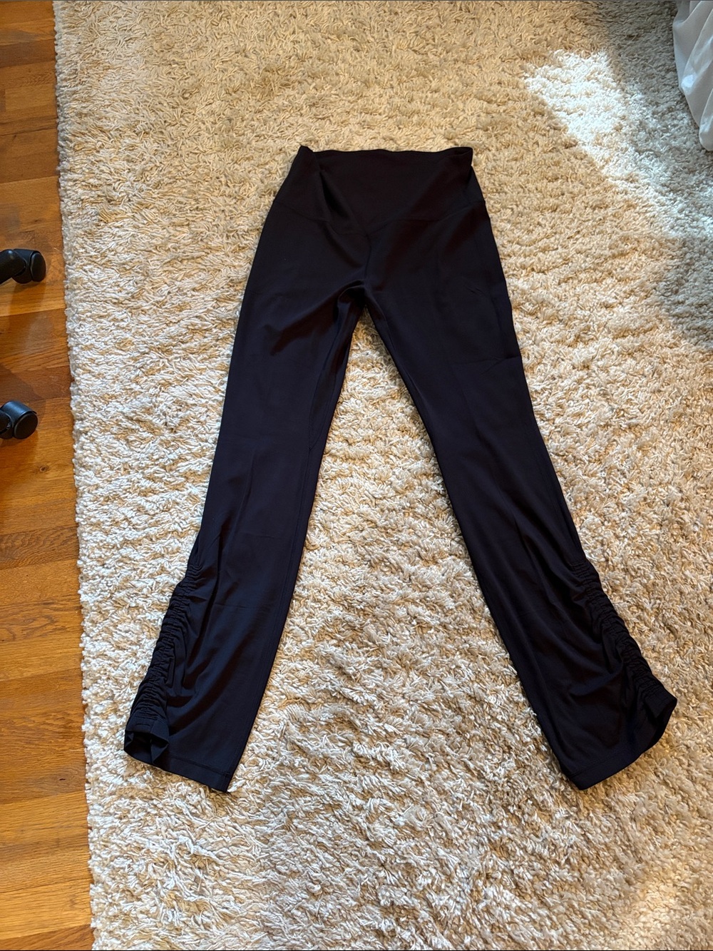 Black Women's Ruched Hem Wide-Leg Lulu Lemon Leggings